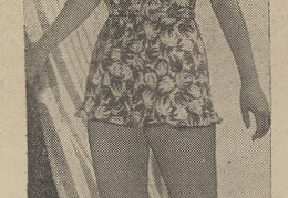 Madingas pliažo kostiumas jaunai merginai. Sekmadienis, 1938, nr. 27, p. 10.