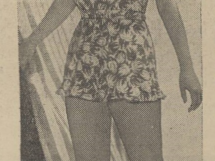 Madingas pliažo kostiumas jaunai merginai. Sekmadienis, 1938, nr. 27, p. 10.