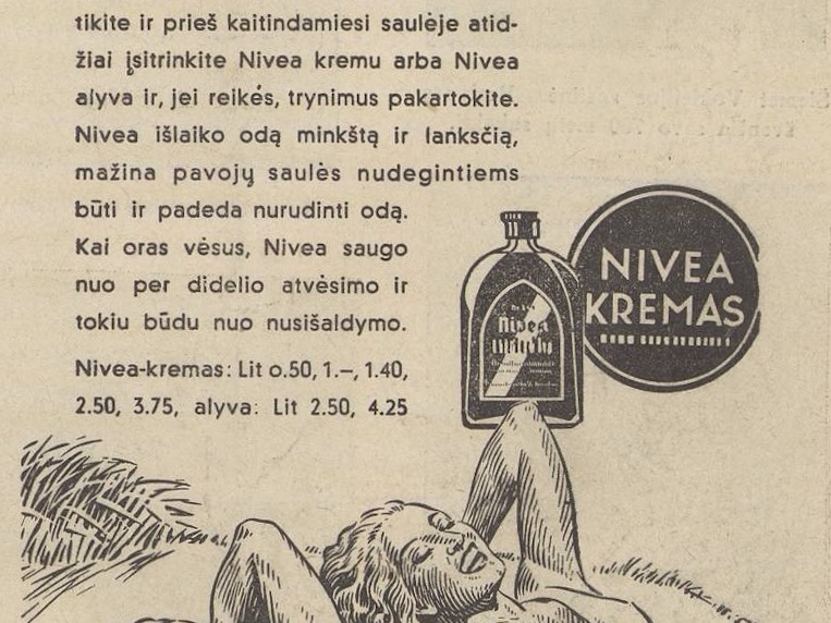 „Su Nivea šildykitės be rūpesčio“. Sekmadienis, 1937, nr. 23, p. 11.