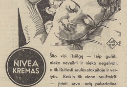 „Su Nivea ore ir saulutėje“. Sekmadienis, 1936, nr. 29, p. 11.