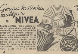 „Nivea“ mažina saulės „perdegimų“ pavojų. Sekmadienis, 1937, nr. 26, p. nenumeruotas.