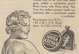 „Su Nivea tikrai įdegsite nuo saulės“. Sekmadienis, 1937, nr. 27, p. nenumeruotas.