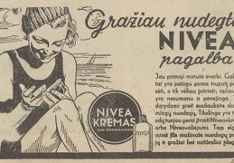 „Geriau nudegti Nivea pagalba“. Sekmadienis, 1937, nr. 34, p. nenumeruotas.