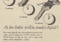 Su „Nivea“ gali nebijoti „sudegti“. Sekmadienis, 1939, nr. 35, p. nenumeruotas.