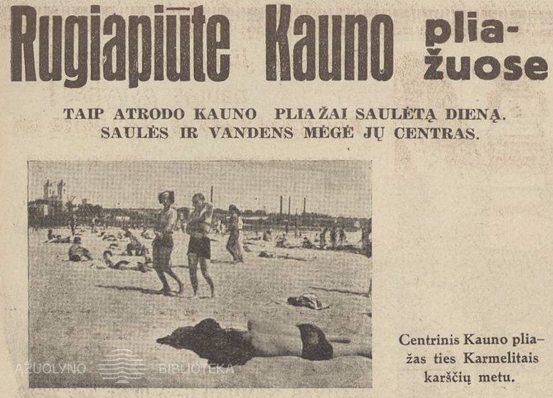 Centrinis Kauno pliažas ties Karmelitais. Sekmadienis, 1936, nr. 29, p. 11.