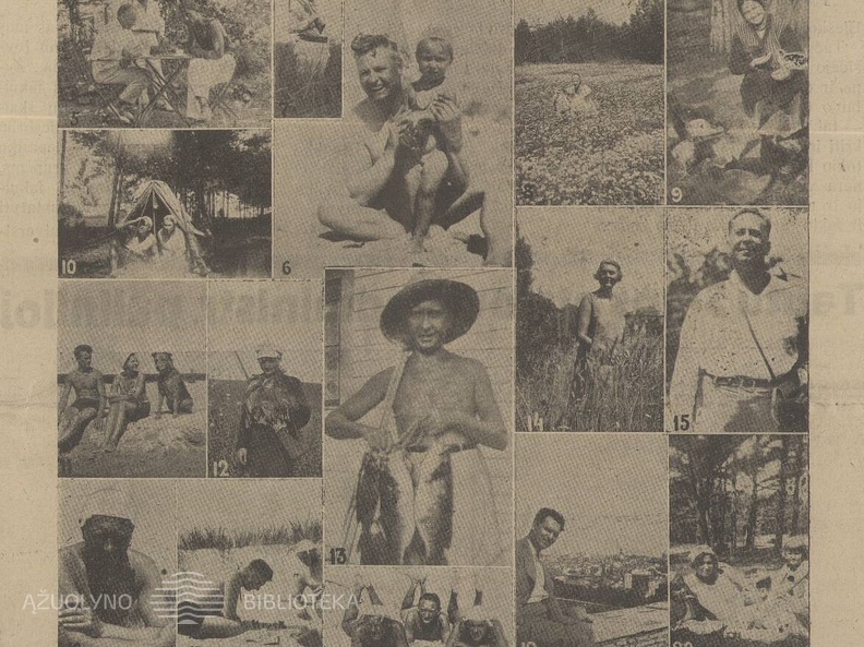 Artistų vasaros atostogų fotomontažas. Sekmadienis, 1931, nr. 35, p. 1.