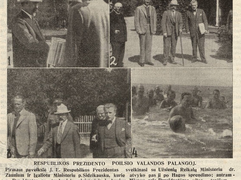 Palangoje poilsiaujantis prezidentas A. Smetona. Sekmadienis, 1932, nr. 34, p. 1.