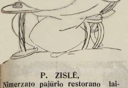„Nimerzato pajūrio restorano laikytojo“ karikatūra. Sekmadienis, 1933, nr. 33, p. 7.
