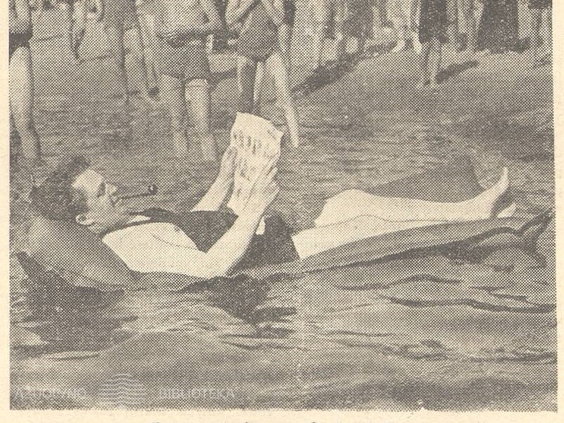 Patogu ilsėtis ant pripučiamo čiužinio. Sekmadienis, 1935, nr. 28, p. 5.