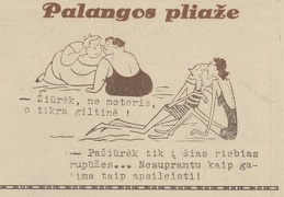 Karikatūra „Palangos pliaže“. Sekmadienis, 1935, nr. 29, p. 9.