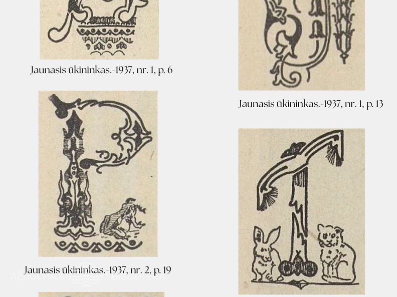 Liaudiško ornamento elementų turinčios inicialinės raidės 