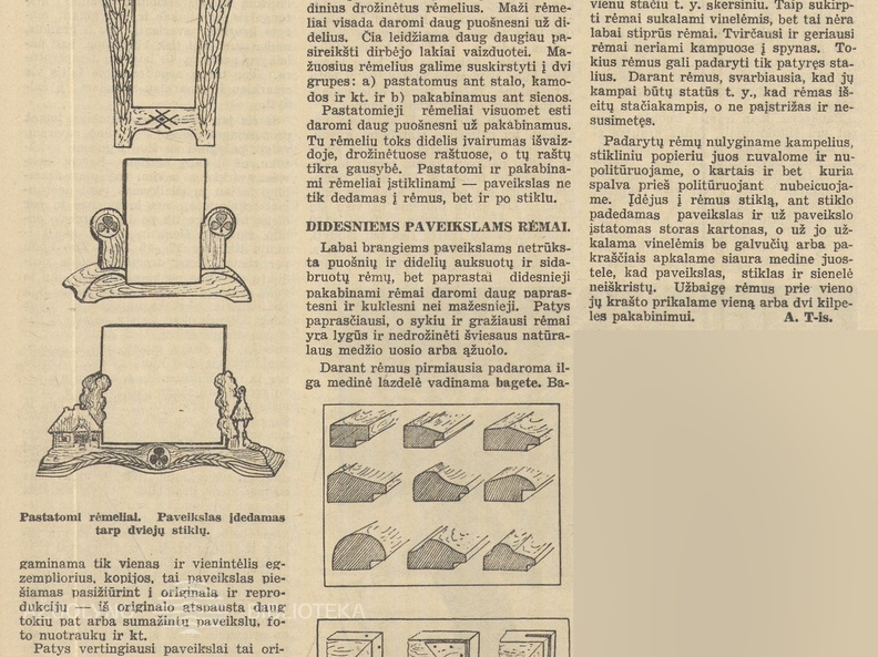 Meniški paveikslų rėmai. Jaunasis ūkininkas.-1939, nr. 2, p. 21.