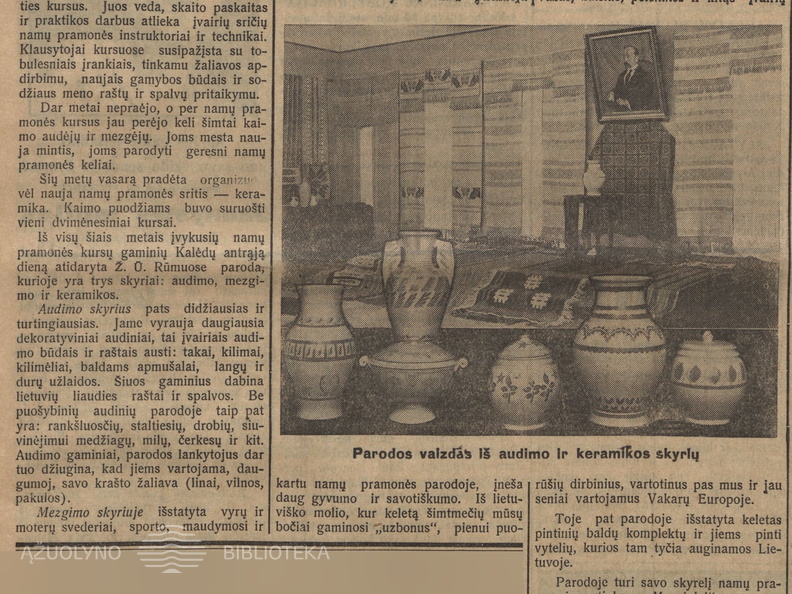 Žemės ūkio rūmų organizuotų namų pramonės kursų dalyvių darbų paroda. Ūkininko patarėjas.-1932, nr. 52, p. titulinis.