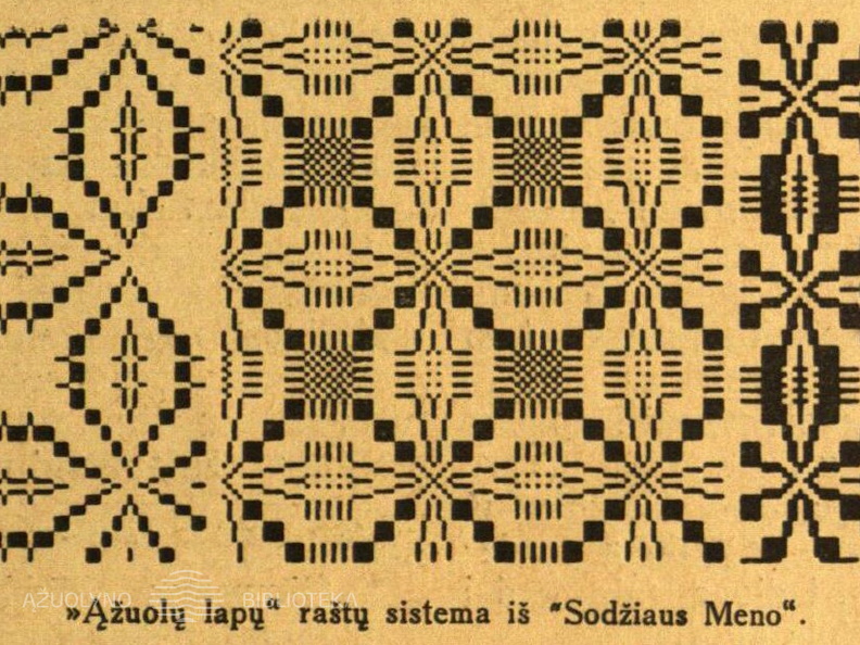 Rašto schema iš knygos „Sodžiaus menas. „Rinktiniai“ audiniai“. Moteris.-1928, nr. 6-7, p. 1.
