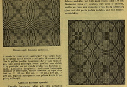 Audiniai tautinio stiliaus baldų apmušalams (straipsnio pabaiga). Moteris.-1938, nr. 4, p. 61.