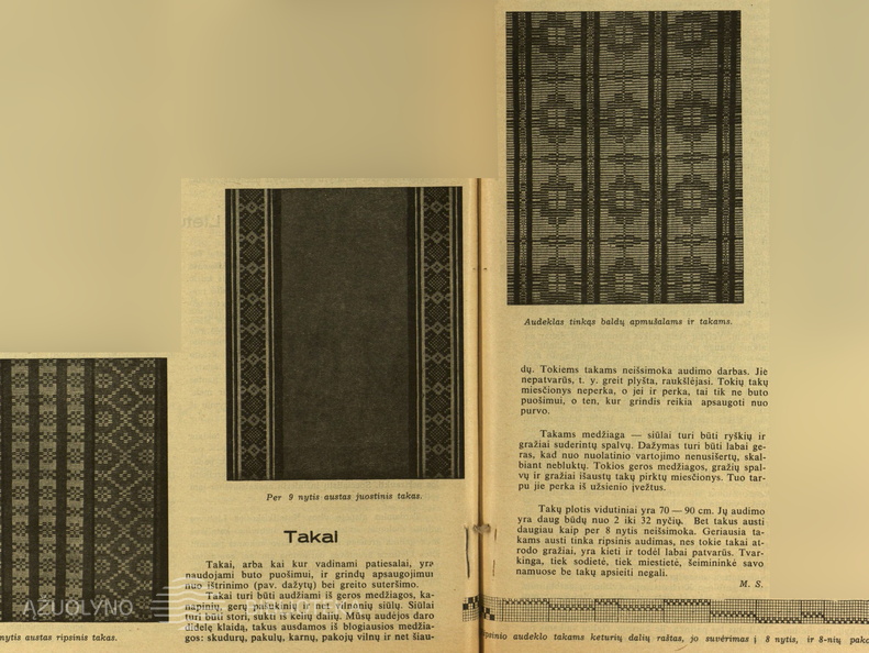 Tautinio stiliaus takai ir baldų apmušalai. Moteris.-1938, nr. 7, p. 104.