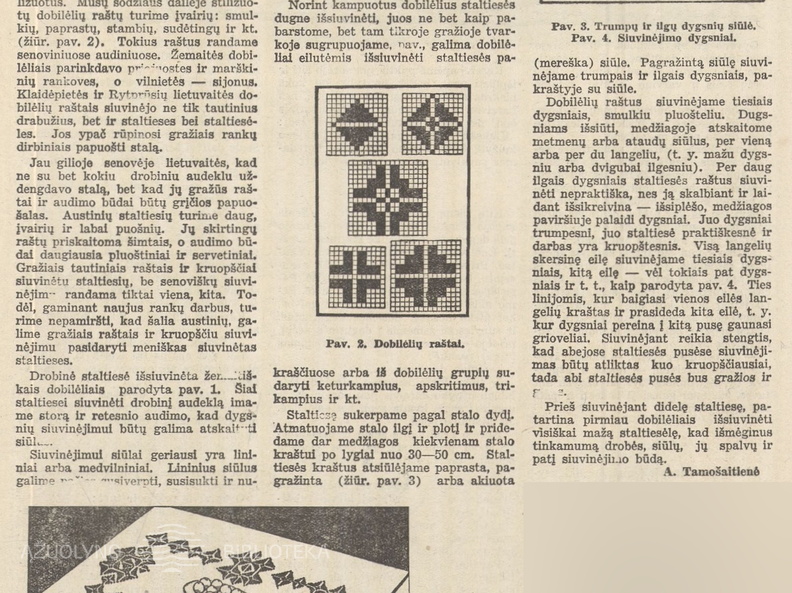 Tautinio stiliaus staltiesė. Jaunasis ūkininkas.-1938. nr. 40, p. 631.
