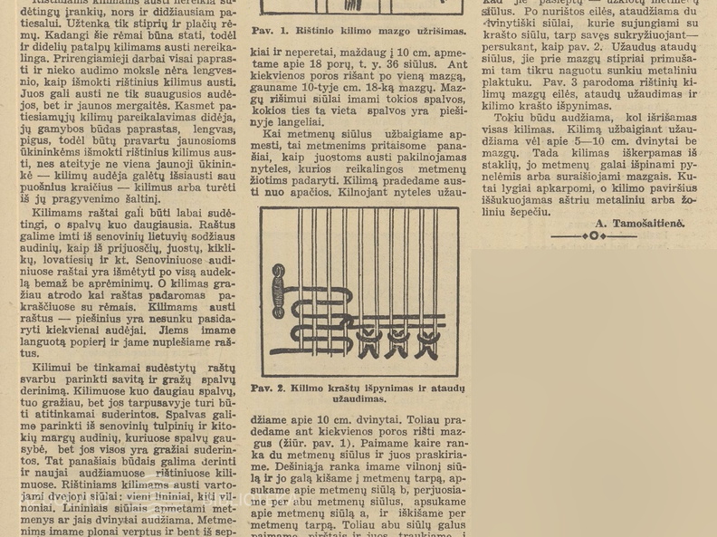 Rištinių kilimų gamybos pradžiamokslis. Jaunasis ūkininkas.-1939, nr. 8, p. 123.