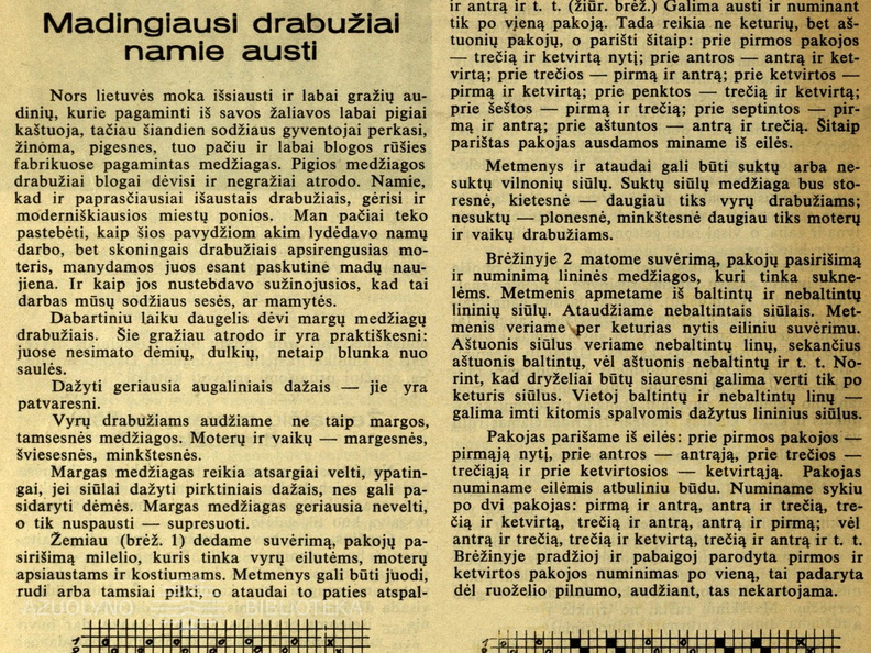 Patarimai, kaip išsiausti medžiagos drabužiams. Moteris.-1938, nr. 9, p. 170.