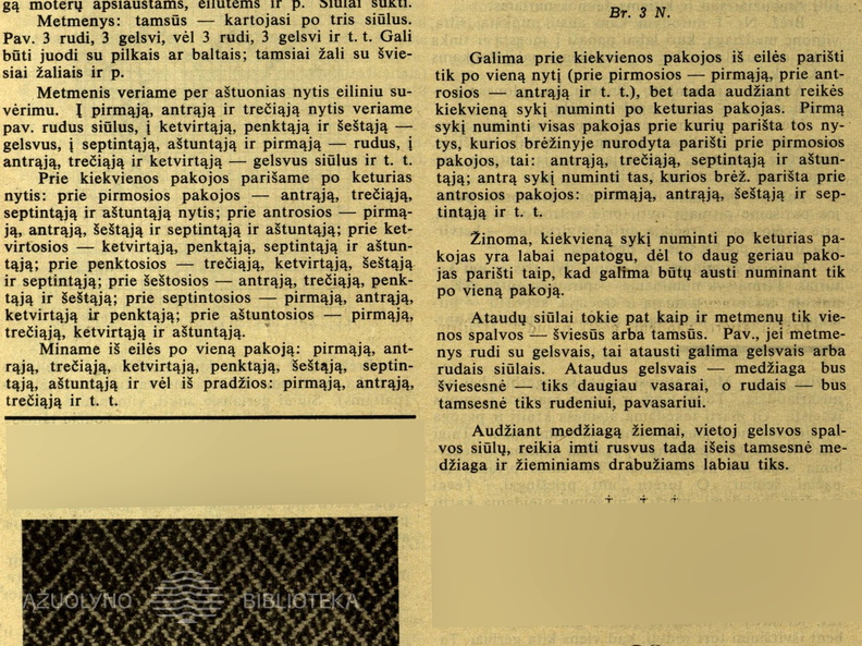 Patarimai audėjoms (straipsnio pabaiga). Moteris.-1938, nr. 17, p. 284.