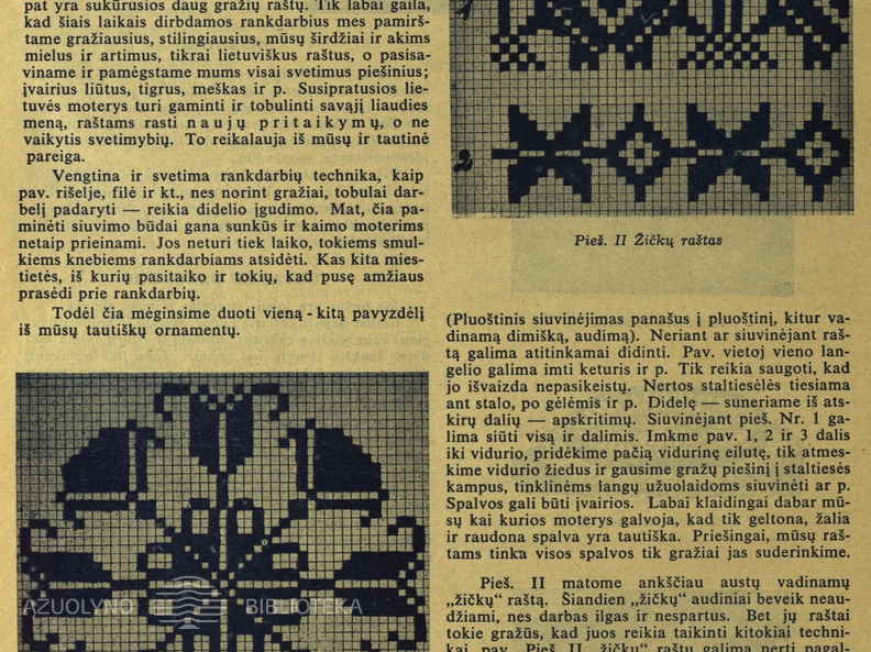 Audinių raštai ir jų pritaikymo galimybės. Moteris.-1938, nr. 23, p. nenumeruotas.