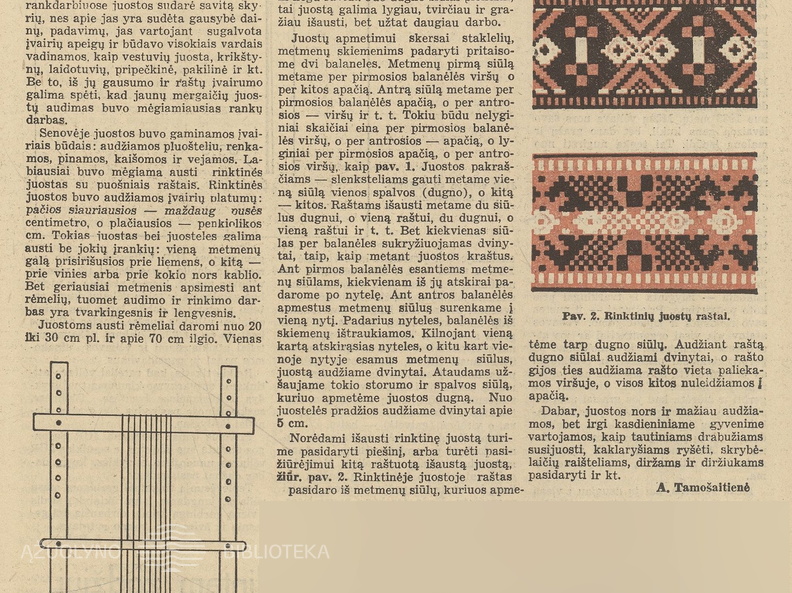 Rinktinių juostų audimas. Jaunasis ūkininkas.-1939, nr. 4, p. 54.
