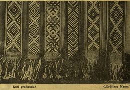Juostos iš knygos „Sodžiaus menas. Juostos“.-1932, t. 4. Moteris.-1933, nr. 1, p. 8.