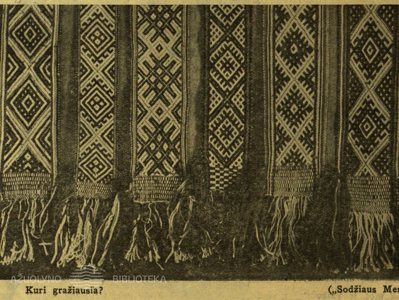 Juostos iš knygos „Sodžiaus menas. Juostos“.-1932, t. 4. Moteris.-1933, nr. 1, p. 8.