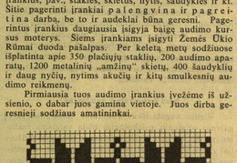 Audimo staklių patobulinimai. Audinių rašto panaudojimas mezginiuose. Moteris.-1938, nr. 20, p. 334.