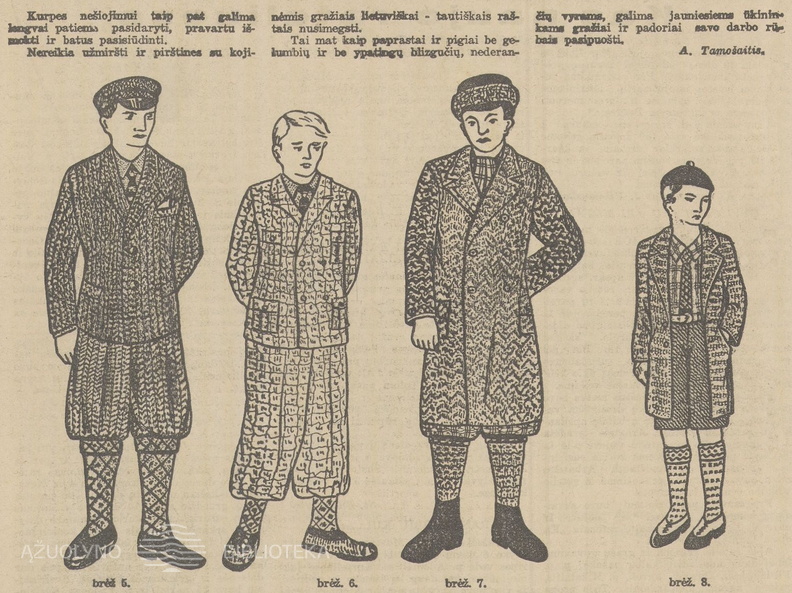 Etnizuota apranga. Jaunųjų ūkininkų rūbai (straipsnio pabaiga). Jaunasis ūkininkas.-1936, nr. 3, p. 13.