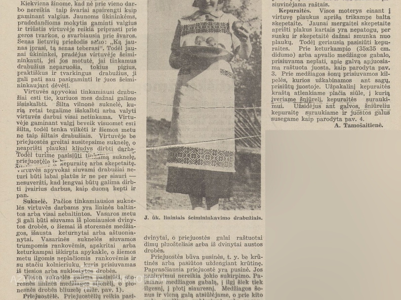Etnizuota apranga šeimininkėms. Jaunasis ūkininkas.-1938, nr. 35, p. 548.