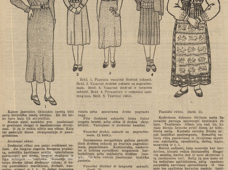 Jaunųjų ūkininkių rūbai. Jaunasis ūkininkas.-1936, nr. 5, p. 23.