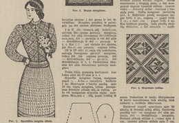 Tautinio stiliaus moteriškas kostiumėlis. Jaunasis ūkininkas.-1938, nr. 29, p. 455.