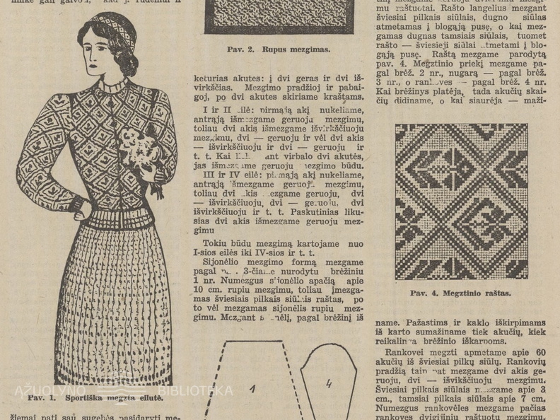 Tautinio stiliaus moteriškas kostiumėlis. Jaunasis ūkininkas.-1938, nr. 29, p. 455.