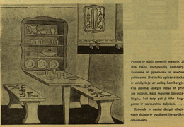 Tautinio stiliaus interjeras. Moteris.-1939, nr. 22, p. 299.