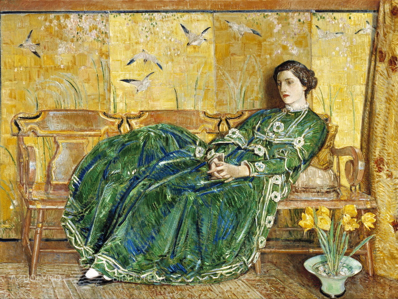 Childe Hassam. Žalia suknelė. 1936 m.