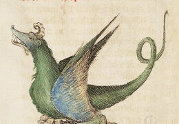 Viduramžių drakono iliustracija iš Liber Floridus enciklopedijos. 1460 m.