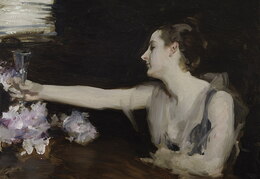 Džonas Singeris Sardžentas. Madame Gautreau kelia taurę. 1882-83 m.