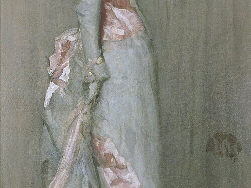 Džeimsas Vistleris. Noktiurnas su rožine ir pilka. Ledi Meaux portretas. 1881 m.