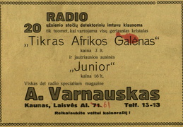 A. Varnausko radijo „sandėlis ir klinika“ reklamose