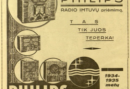 „Philips radio 1934-1935 metų modeliai.“ Pašto pasaulis.-1934, nr. 12, p. nenumeruotas.