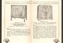 Radio aparatų „Marconi“ 1934 metams katalogas. – Kaunas: generalinis atstovas Lietuvai J. Sakalauskas, [1934].
