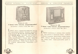 Radio aparatų „Marconi“ 1934 metams katalogas. – Kaunas: generalinis atstovas Lietuvai J. Sakalauskas, [1934].