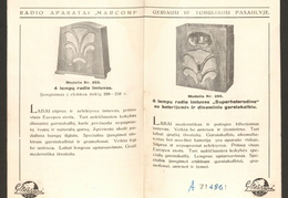 Radio aparatų „Marconi“ 1934 metams katalogas. – Kaunas: generalinis atstovas Lietuvai J. Sakalauskas, [1934].