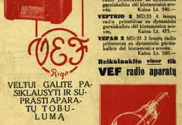 „Aparatai VEF yra geriausi“. Meno dienos.-1934, nr. 4, p. nenumeruotas.
