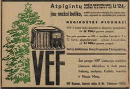 „VEF Lietuvoje sveikina Lietuvos ūkininkus...“ Ūkininko patarėjas.-1937, nr. 51, p. 22.