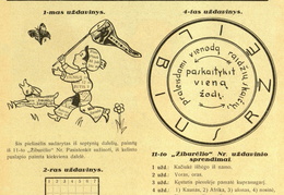 Skilties „Pramogėlės“ nauji uždaviniai ir nr. 11 užduočių sprendimai. Žiburėlis.-1933, nr. 12, p. 15.