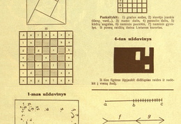 Skilties „Pramogėlės“ nauji uždaviniai ir nr. 6 užduočių sprendimai. Žiburėlis.-1934, nr. 7, p. 15.