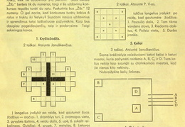 Skilties „Laisvajai valandėlei“ galvosūkiai. Žiburėlis.-1937, nr. 11, p. 17.