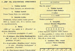 Skilties „Laisvajai valandėlei“ nauji galvosūkiai ir nr. 2 užduočių sprendimai. Žiburėlis.-1939, nr. 3, p. 49.